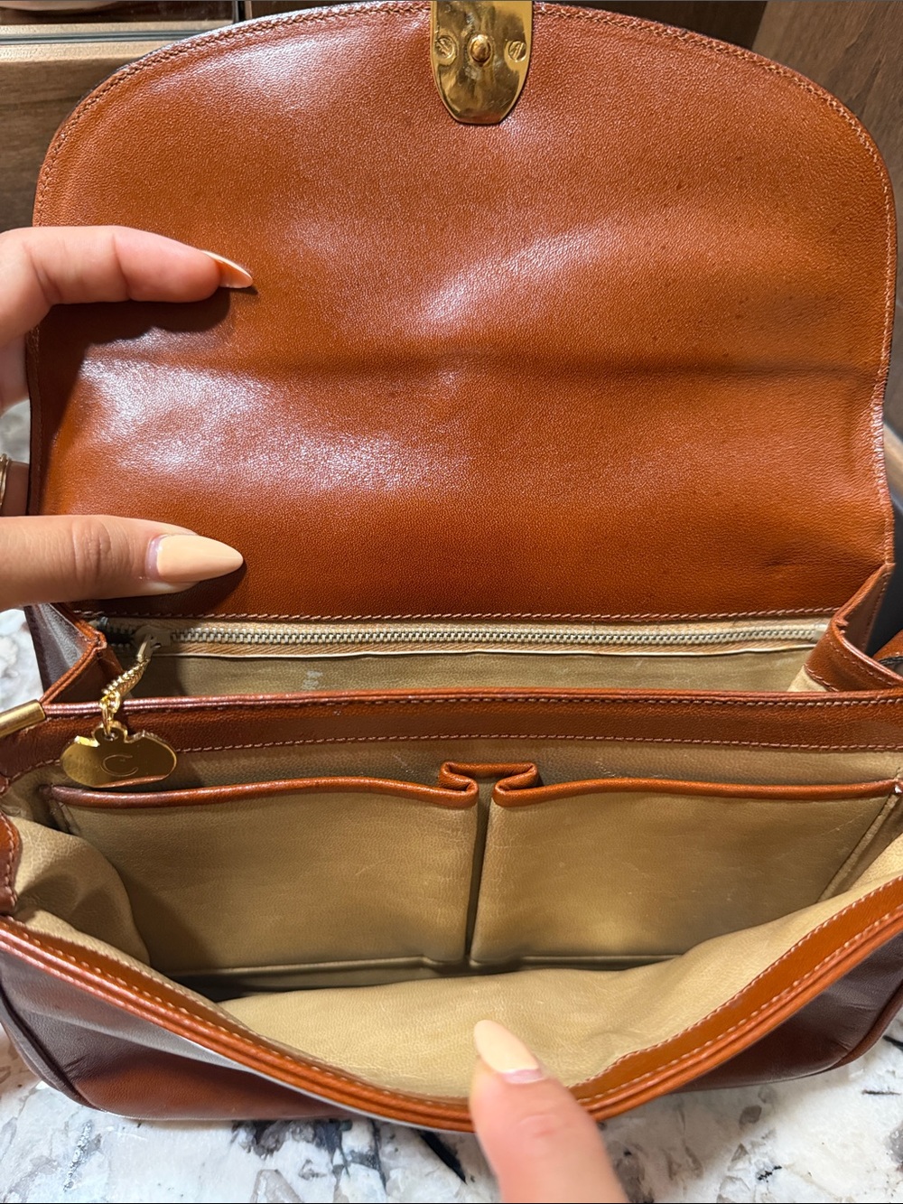 Celine vintage 1980s Classic Leather Saddle Crossbody Bag in Brown - Picture 6 of 10
